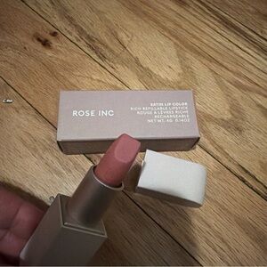 New Rose Inc Satin Lip Color DEMURE Lipstick Full Size 0.14 Oz 4g NIB Refillable